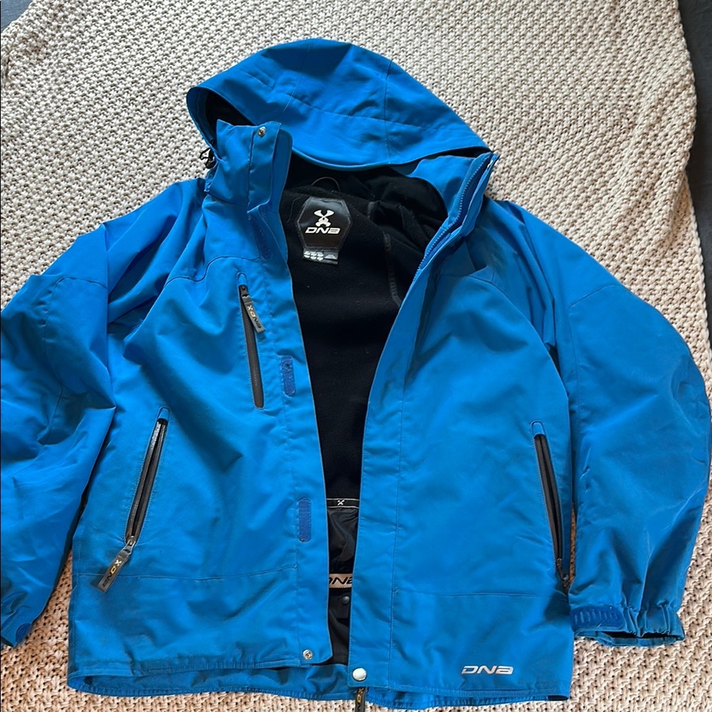 Blue Ski Jacket with Hood Waterproof Material